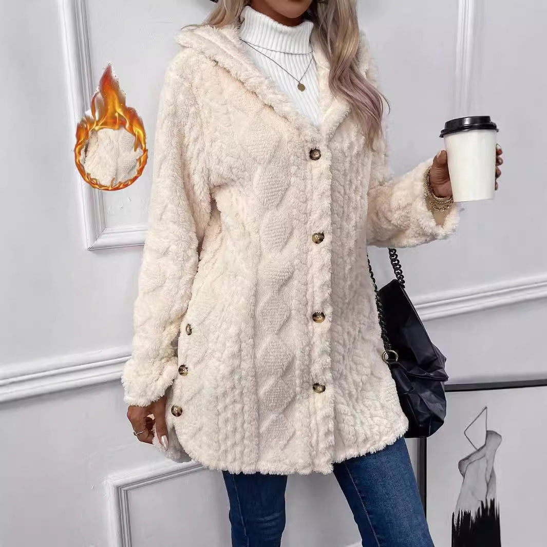 Ruby – Kapuzen-Cardigan mit Knöpfen für Damen