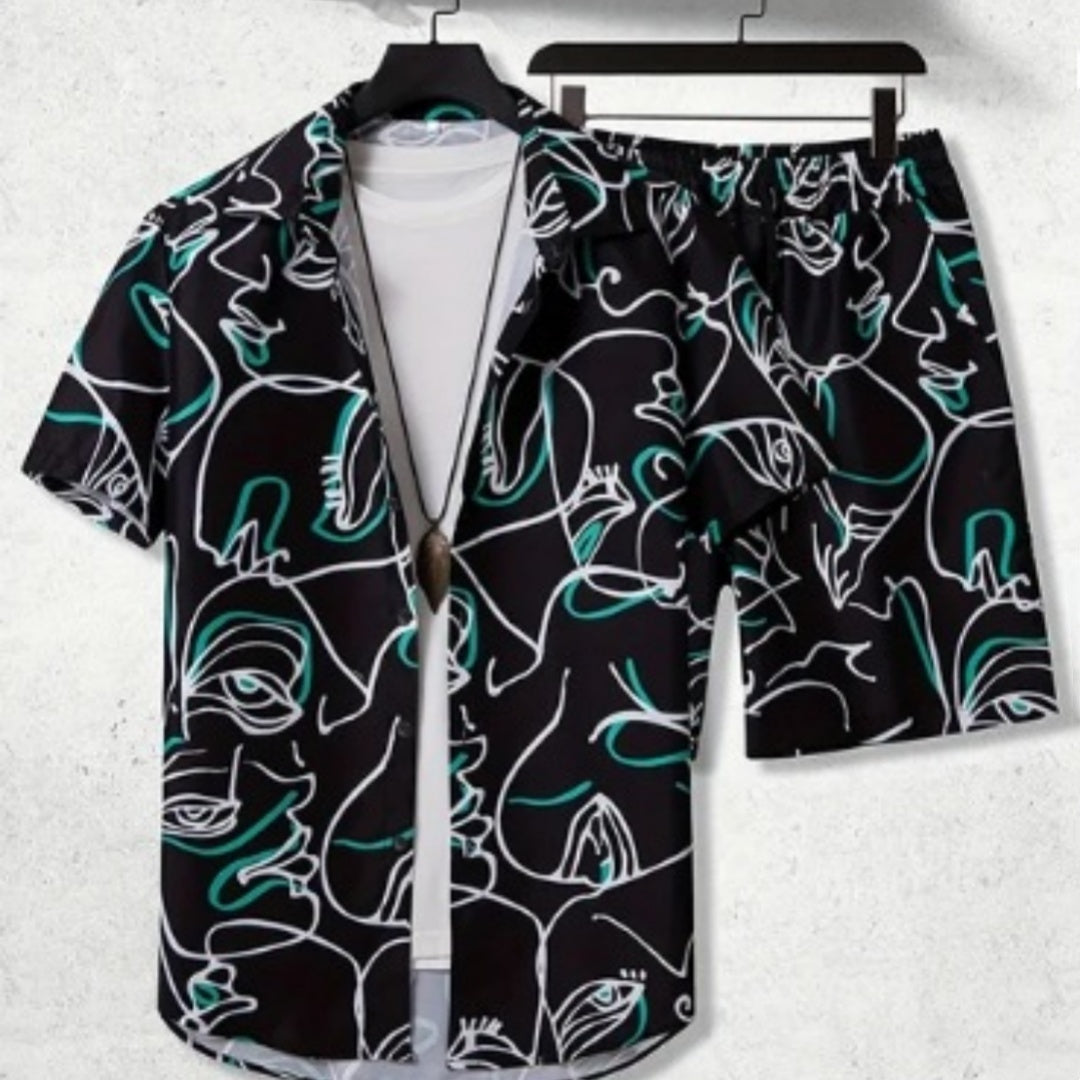 Kirk – Bedrucktes Freizeit Herren-Shirt und Shorts Set