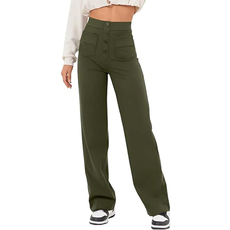 Carly – Weite Damenhose mit Taschen und Knopfdetails