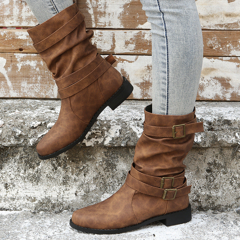 Georgina – Vintage Damenstiefel mit Verstellbarer Schnalle