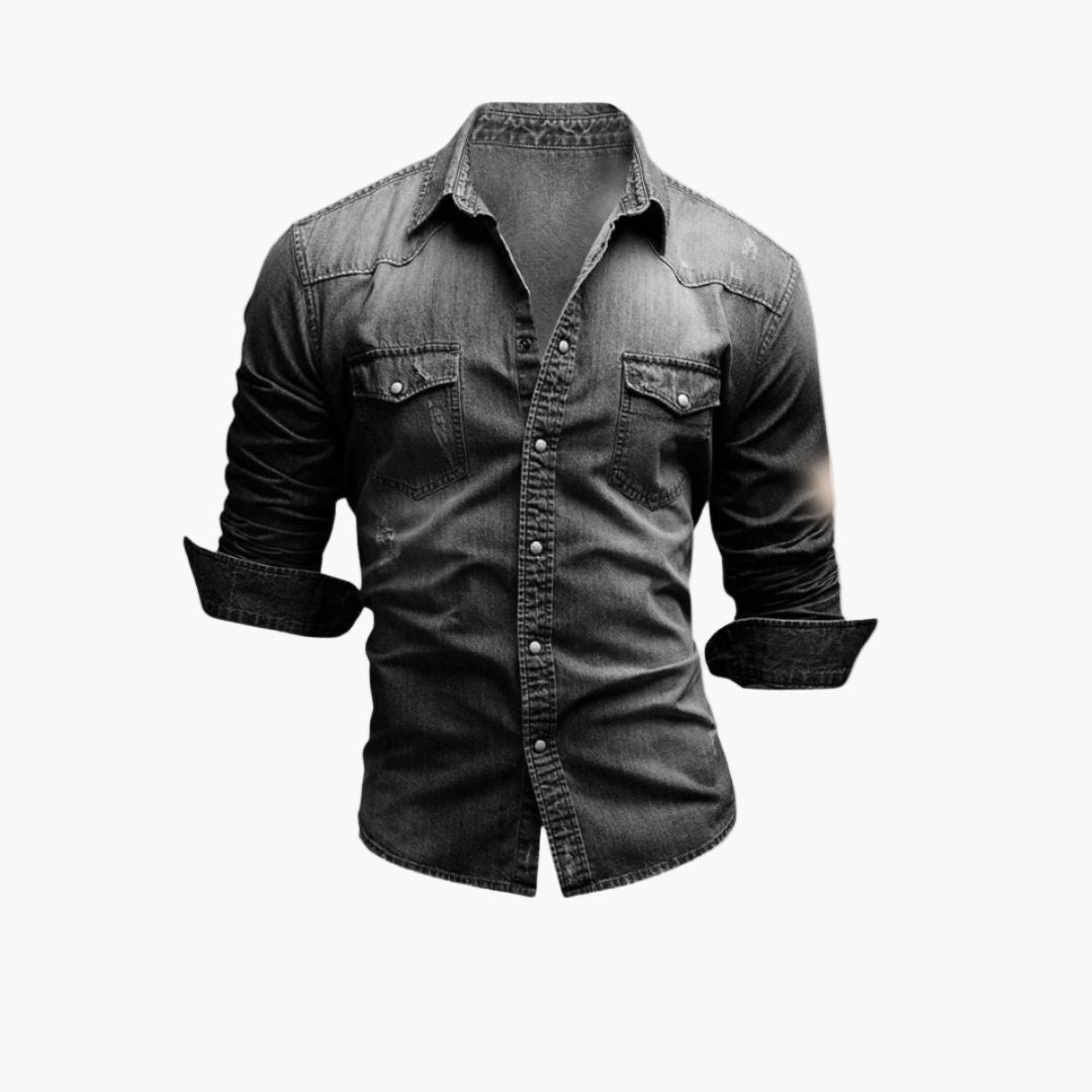 Herren Jeanshemd im Western-Stil mit Druckknöpfen – Klassisches Freizeitshirt für stilbewusste Männer