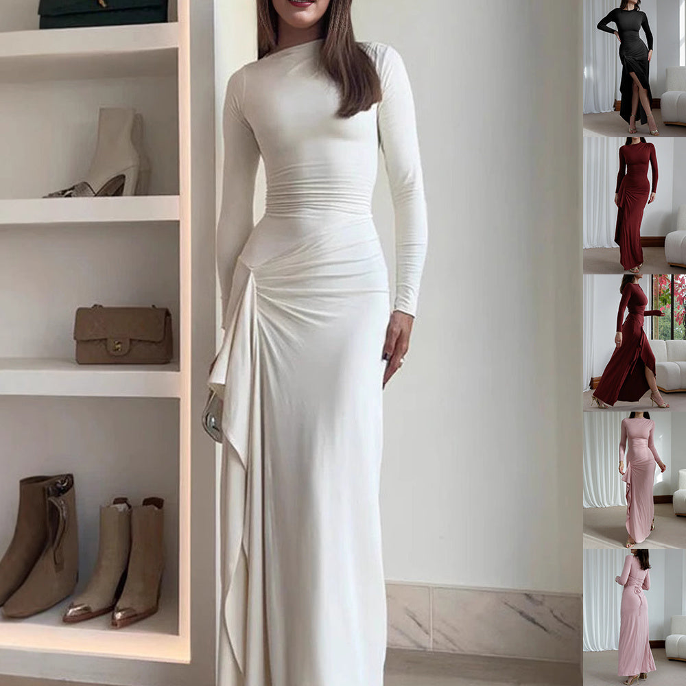 Laura – Asymmetrisches Langarm Kleid für Damen