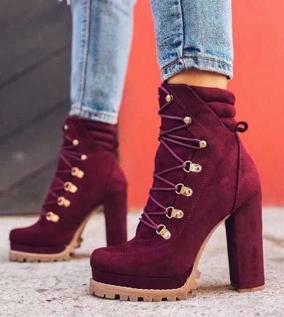 Rose – Damenstiefel mit Schnürung und hohem Absatz