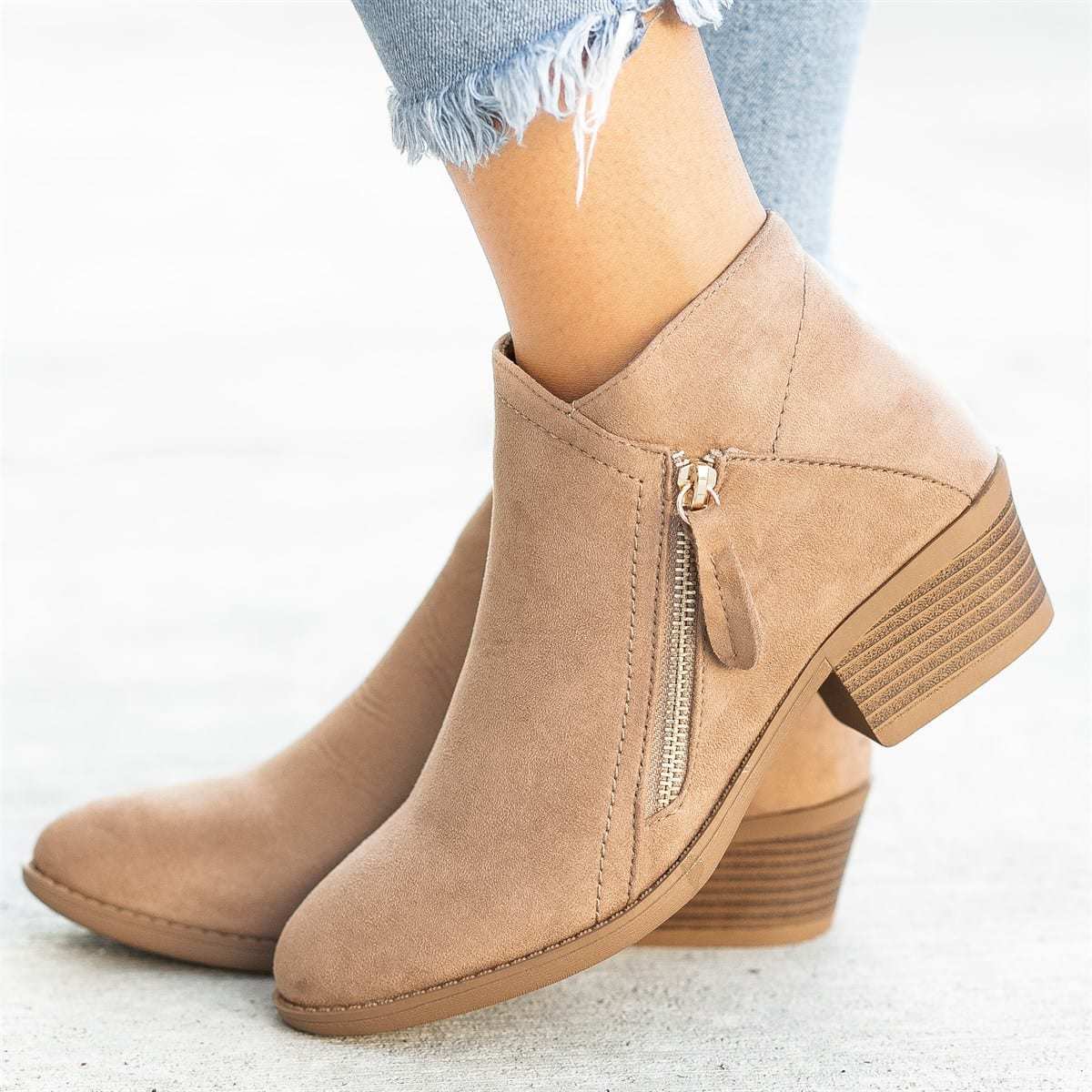 Zoe – Damenstiefeletten mit Seitlichem Reißverschluss und Niedrigem Absatz