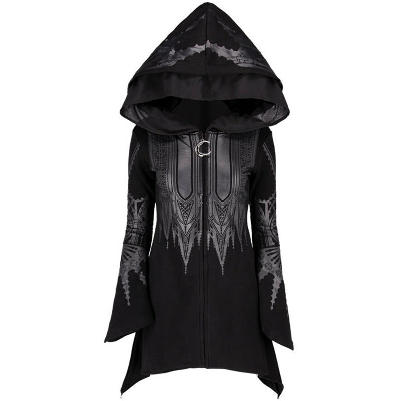Esme – Punk Frauen Kapuzenpullover mit Langem Schnitt und Druck