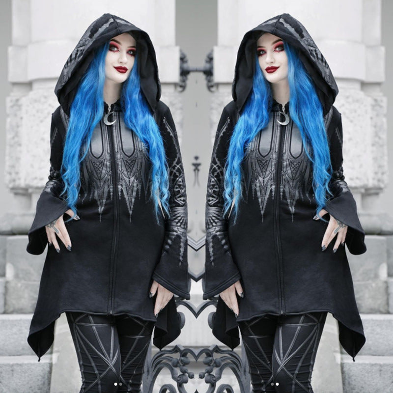 Esme – Punk Frauen Kapuzenpullover mit Langem Schnitt und Druck