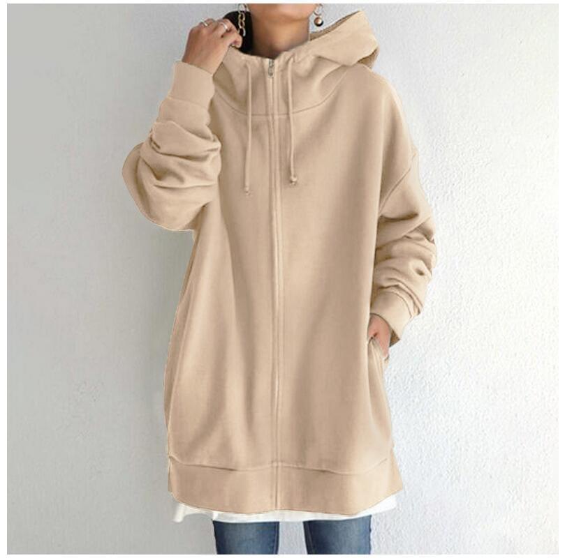 Sandra – Flauschige Damen Kapuzenpullover mit Vollreißverschluss