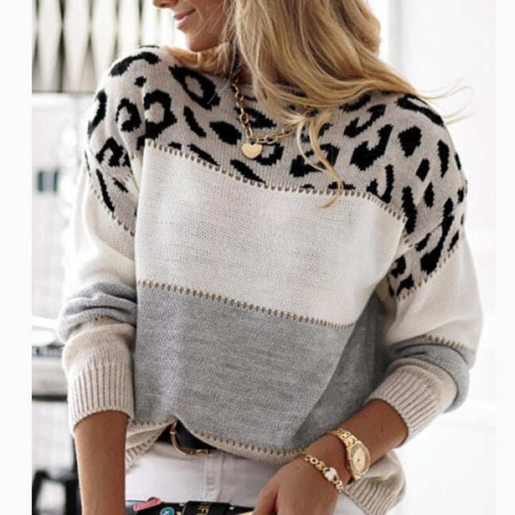 Phoebe – Leopardenmuster Rundhals Pullover für Damen