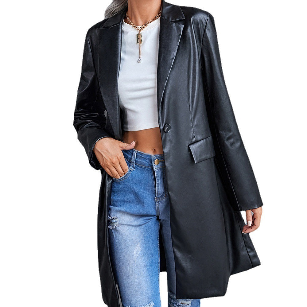 Jean – Schlanker Damen-Leder-Windbreaker-Blazer