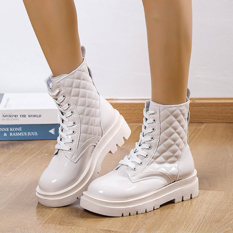 Barbara – Schnürstiefeletten mit Dickem Absatz und Minimalistischem Design