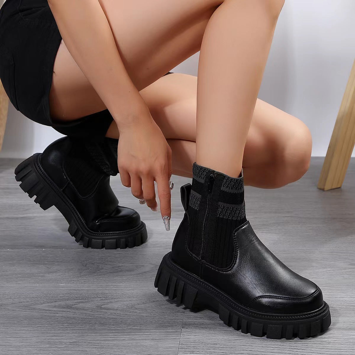 Hayley – Mittelhohe Stiefel mit Reißverschluss und rutschfester Sohle für Damen