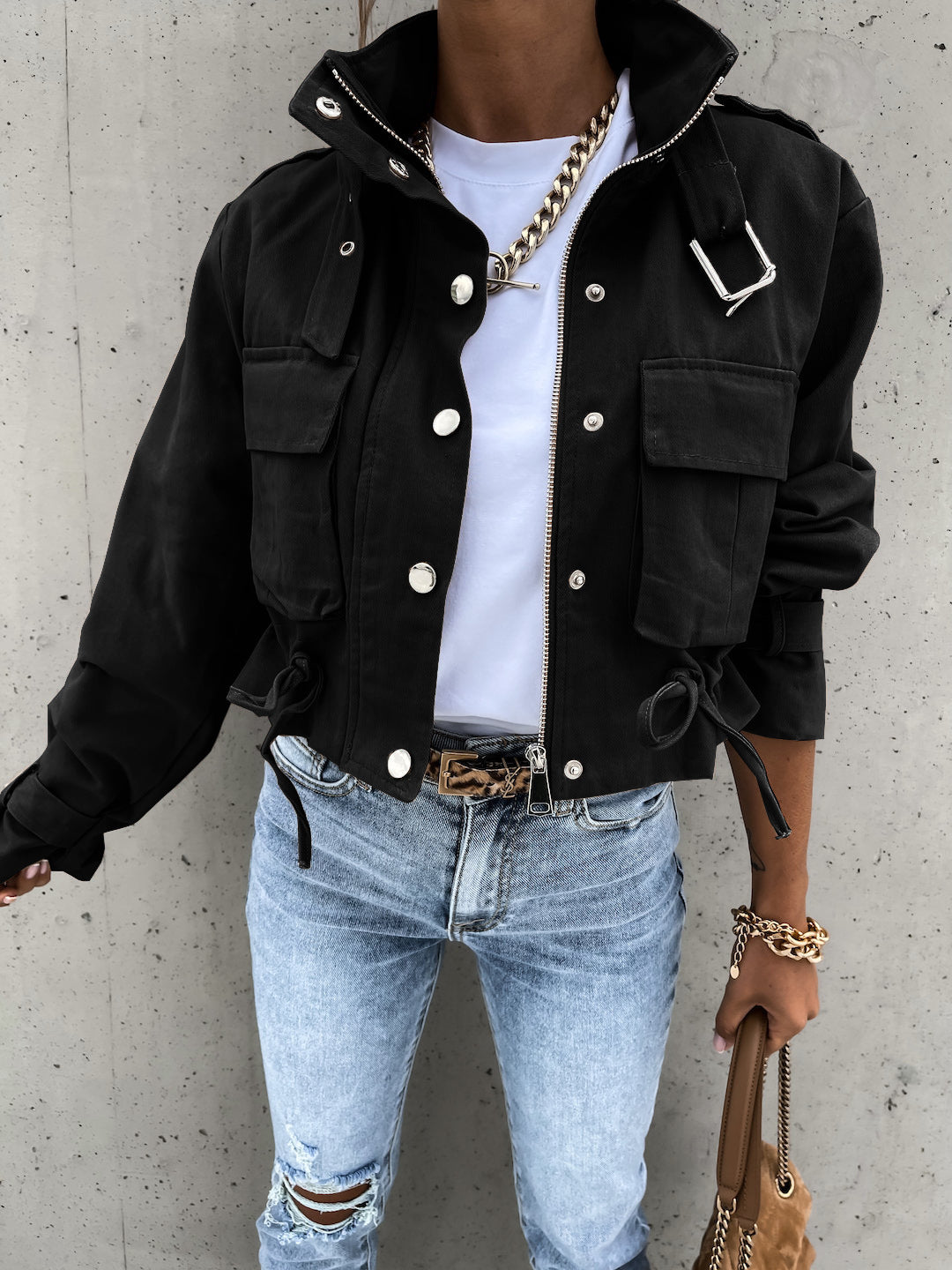 Samuel – Kurze Motorradjacke aus Polyesterfaser