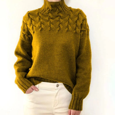 Aaron – Modischer Pullover mit Zopfstrick und hohem Kragen