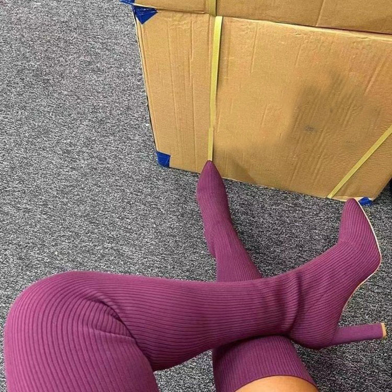Lynda – Überknie-Stiefel mit Spitzem Zeh und Hohem Absatz