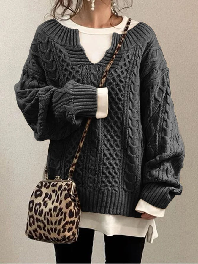 Linda – Lässiger Damenstrickpullover mit Leinenmuster