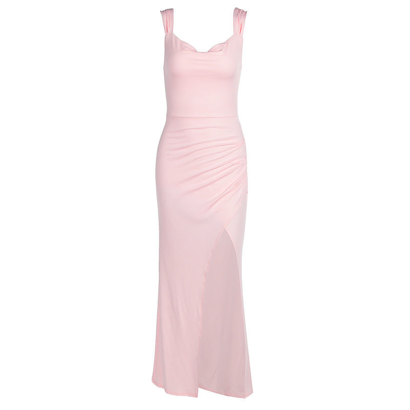 Rebecca – Schlankes ärmelloses Kleid mit Schlitz und Rückenschleife