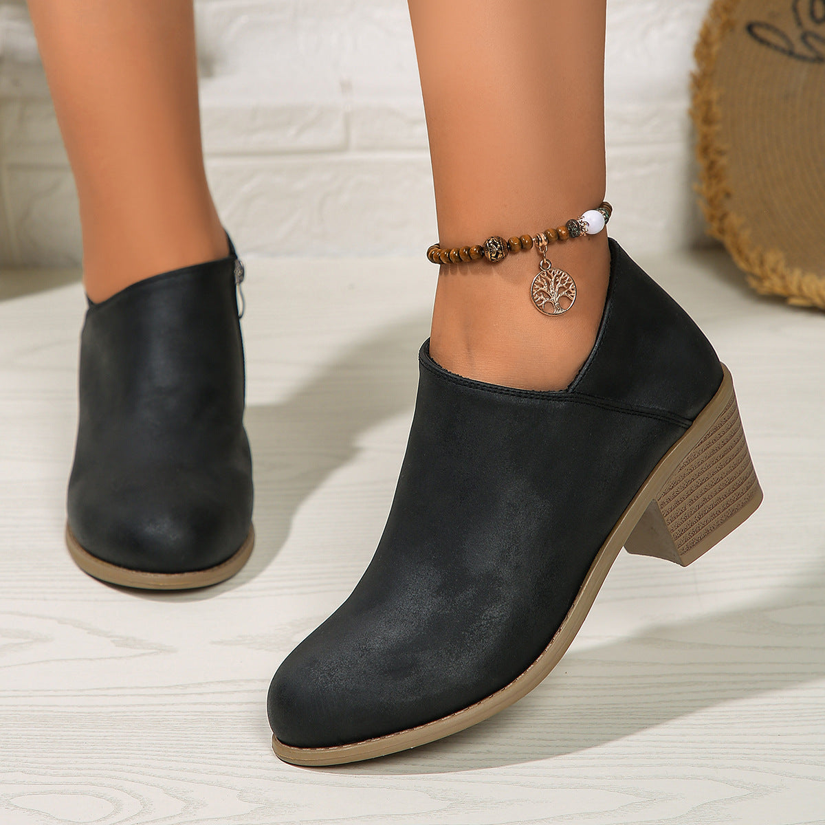 Catherine – Stilvolle Damenstiefeletten mit Blockabsatz und Reißverschluss