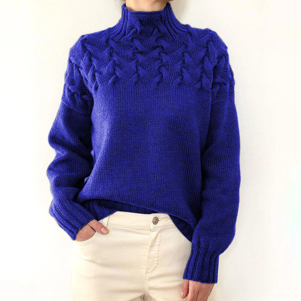 Aaron – Modischer Pullover mit Zopfstrick und hohem Kragen