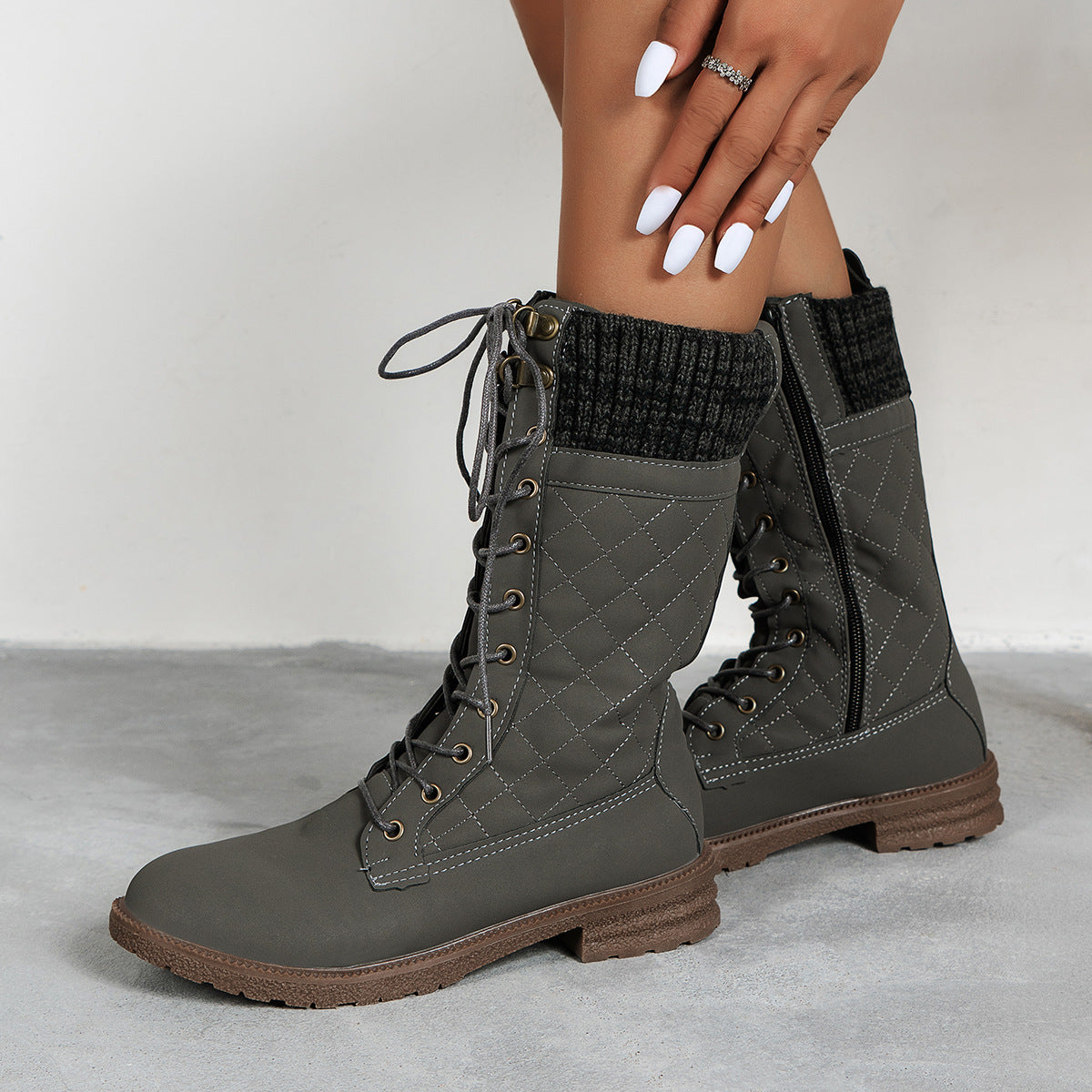 Mary – Damen-Cowboystiefel mit Blockabsatz und Schnürung