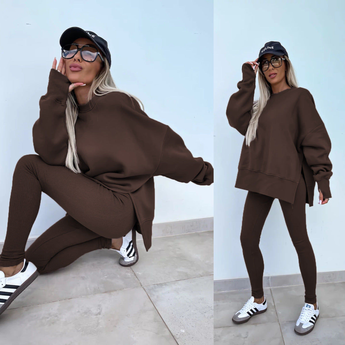 Judith – Lässiges Damen Sweater-Set mit Langarm und Schlitz