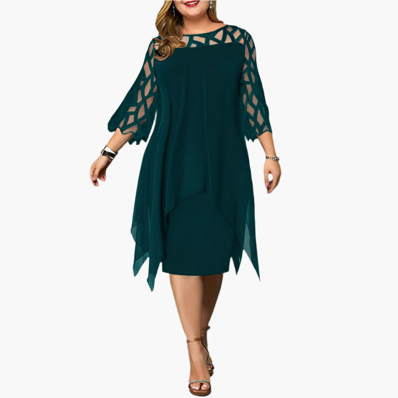 Damen Midikleid Übergröße Elegant mit Spitzeneinsatz – Stilvolles Abendkleid für festliche Anlässe