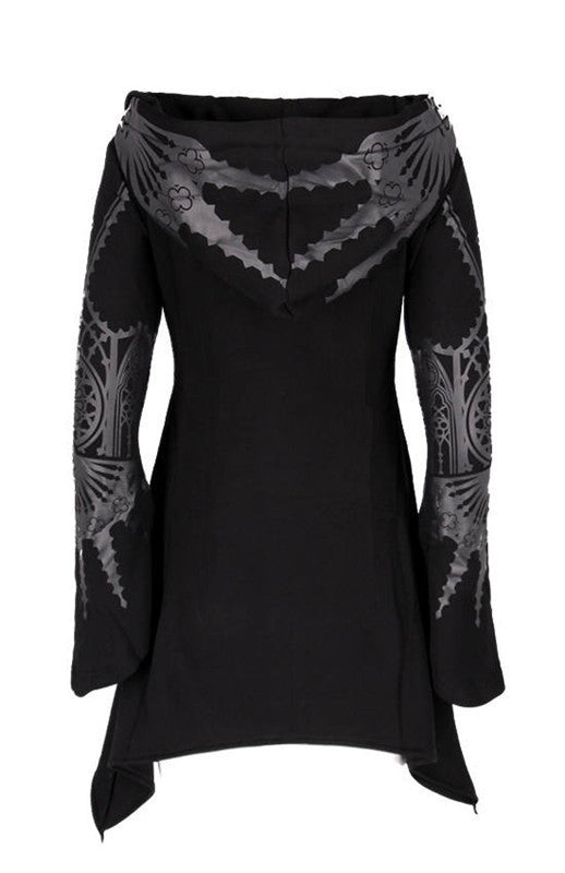 Esme – Punk Frauen Kapuzenpullover mit Langem Schnitt und Druck