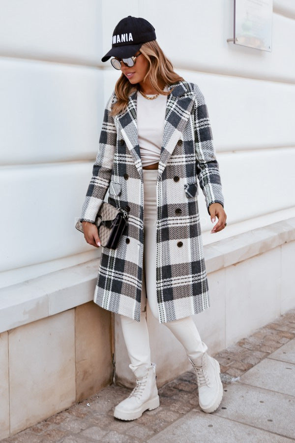 Brenda – Wollmantel mit Karo-Muster