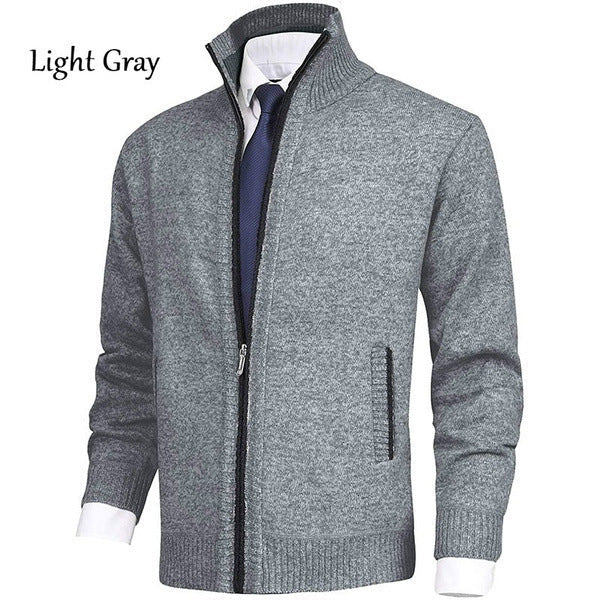 Aidan – Solide Herrenstrickjacke mit Stehkragen