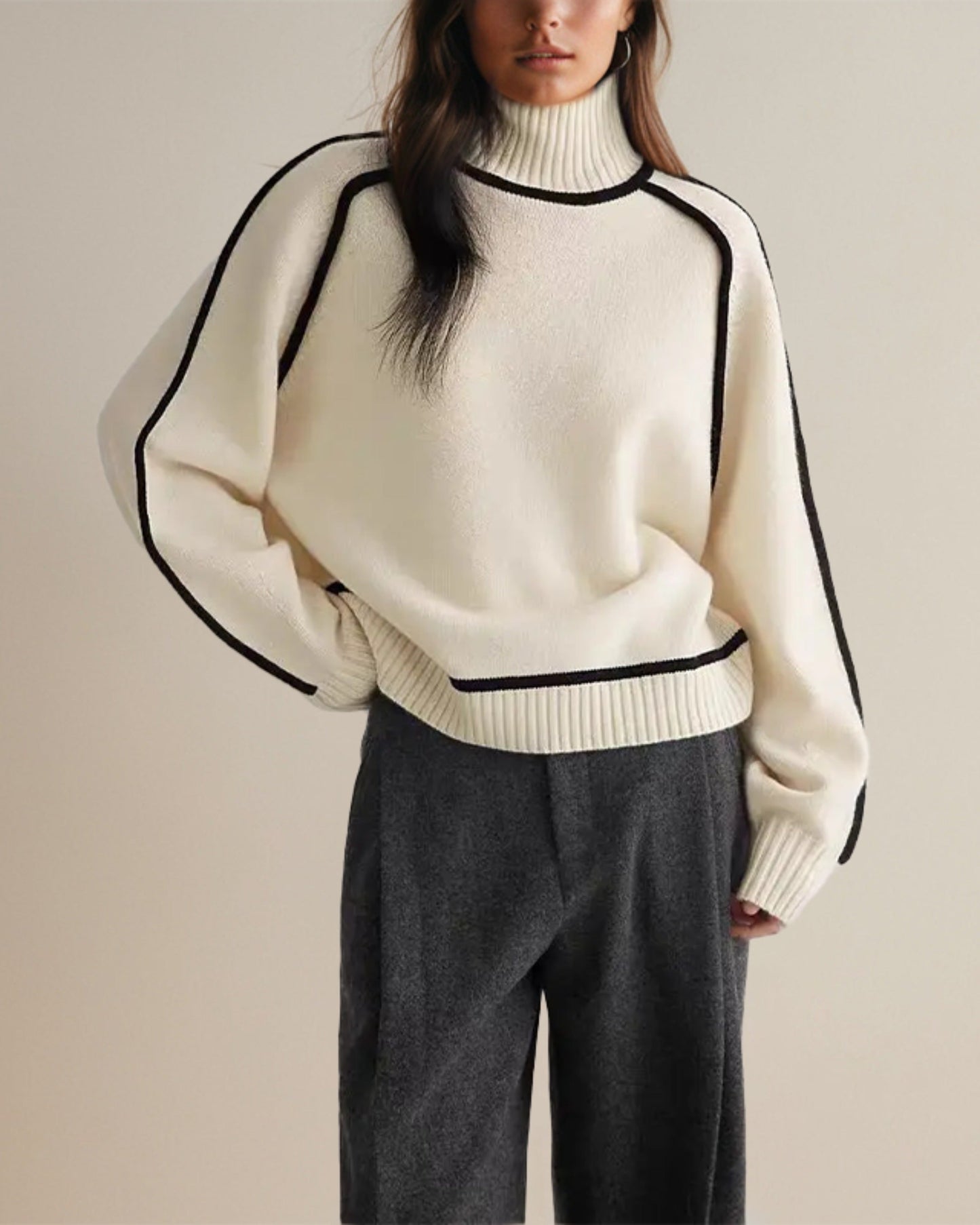 Damen Rollkragenpullover im modernen, eleganten Stil für Herbst und Winter
