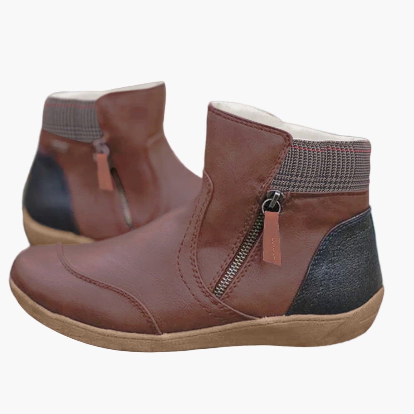 Damen Orthopädische Komfort-Stiefeletten mit Doppelreißverschluss – Alltag & Freizeit