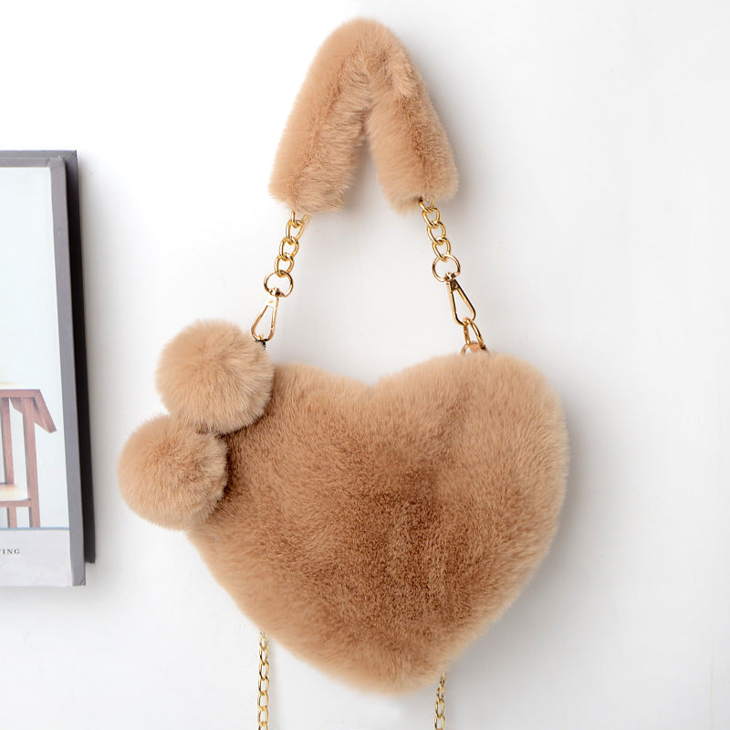 Phoebe – Herzformiger Plüsch-Handtasche für Damen