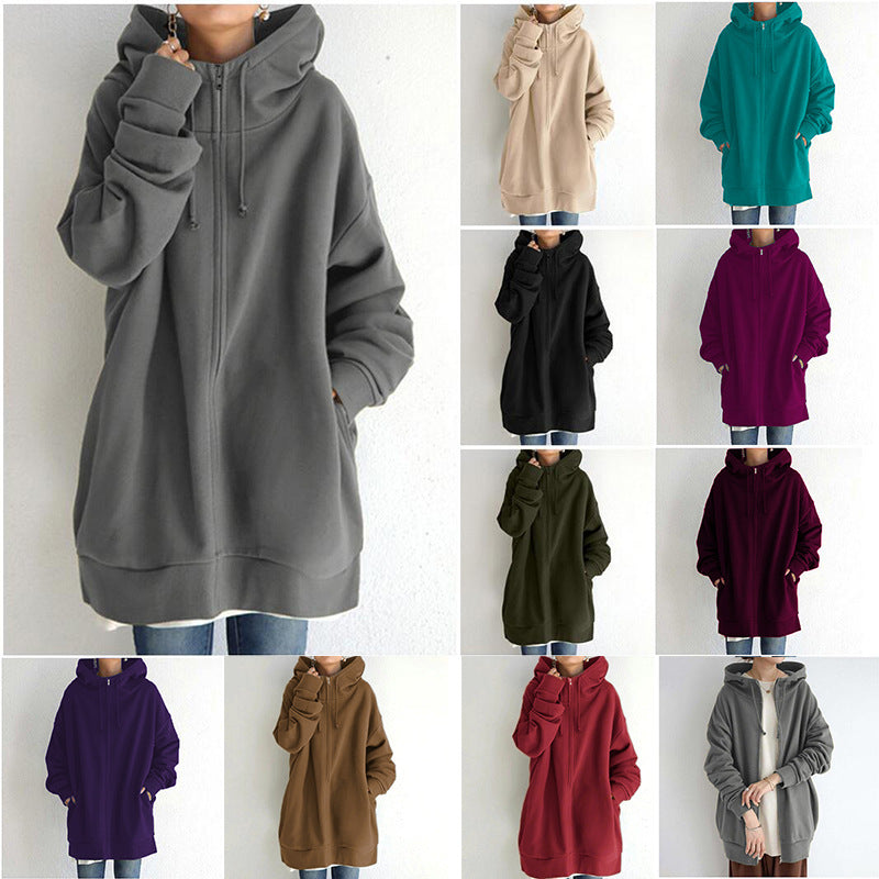 Sandra – Flauschige Damen Kapuzenpullover mit Vollreißverschluss