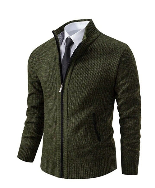 Aidan – Solide Herrenstrickjacke mit Stehkragen