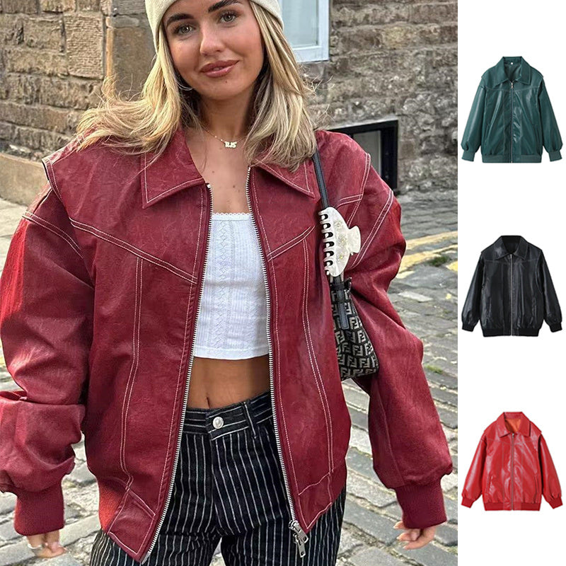 Nicola – Coole Damen-Lederjacke mit Reißverschluss