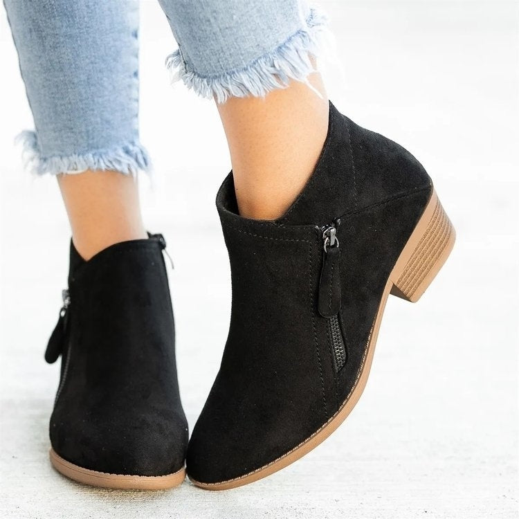 Zoe – Damenstiefeletten mit Seitlichem Reißverschluss und Niedrigem Absatz