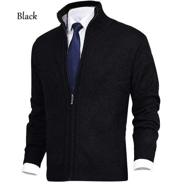 Aidan – Solide Herrenstrickjacke mit Stehkragen