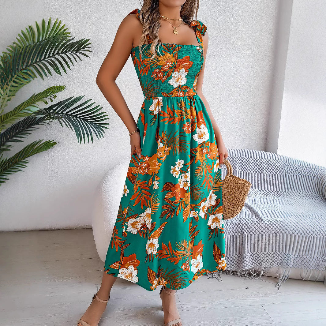 Alice – Langes Damenkleid mit Blumenmuster und Korsett