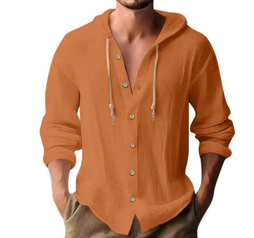 Andy – Kapuzenpullover aus Baumwolle und Leinen mit Knopfleiste