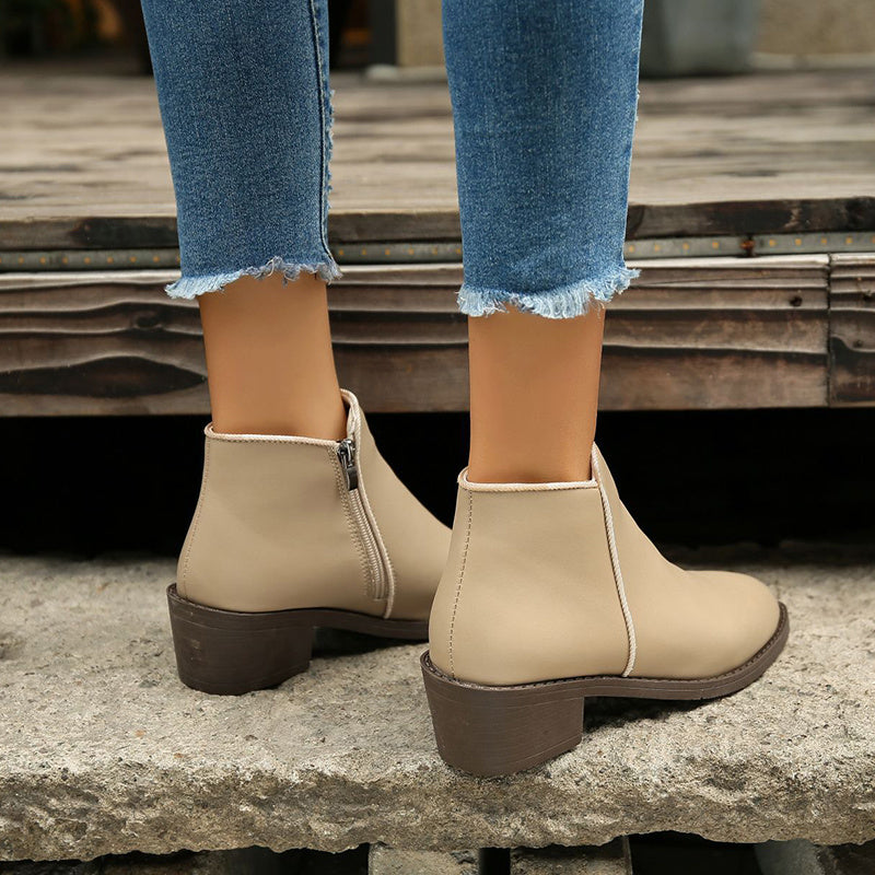 Shirley – Chunky Damenstiefel mit mittlerem Absatz und Seitenreißverschluss