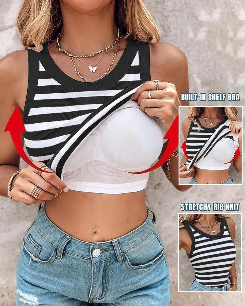 Mary – Slim-fit Gestreifte Weste mit Bralette