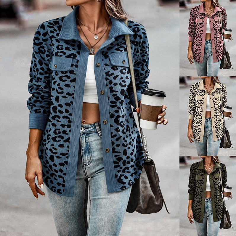 Jenny – Damenjacke mit Leopardenmuster und Knöpfen