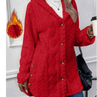 Ruby – Kapuzen-Cardigan mit Knöpfen für Damen