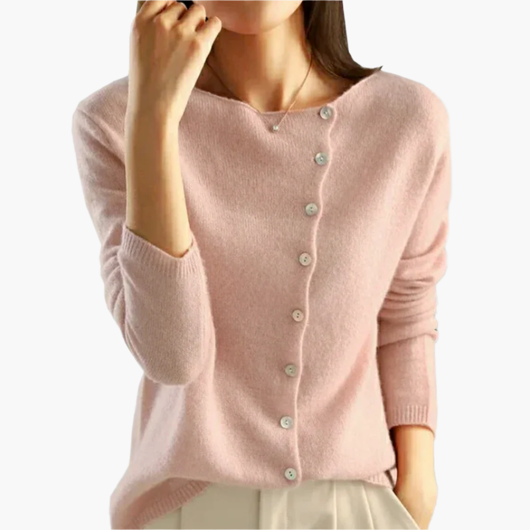 Damen Strick-Cardigan mit asymmetrischer Knopfleiste – Eleganter Freizeit- und Business-Look