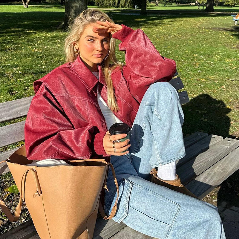 Nicola – Coole Damen-Lederjacke mit Reißverschluss