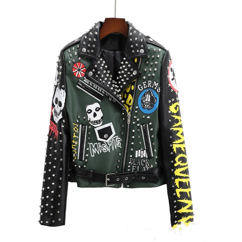 Mandy – Florale Damen-Motorradjacke mit kurzem Schnitt