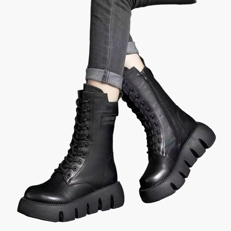 Damen Plateaustiefel mit Schnürung und Orthopädischem Komfort – Modischer Alltag & Freizeit