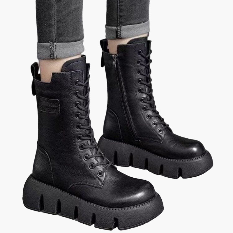 Damen Plateaustiefel mit Schnürung und Orthopädischem Komfort – Modischer Alltag & Freizeit