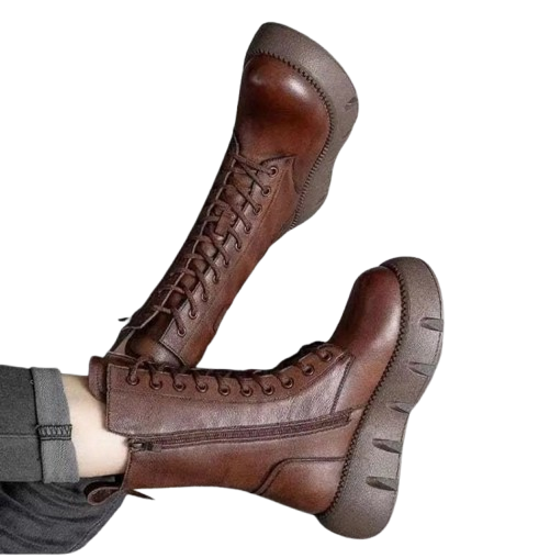 Damen Plateaustiefel mit Schnürung und Orthopädischem Komfort – Modischer Alltag & Freizeit