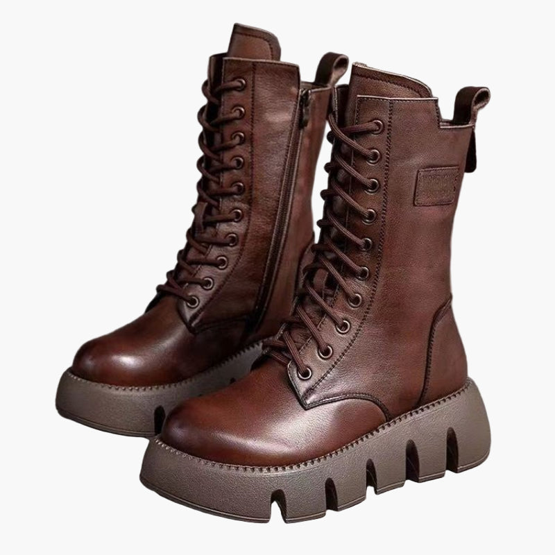 Damen Plateaustiefel mit Schnürung und Orthopädischem Komfort – Modischer Alltag & Freizeit