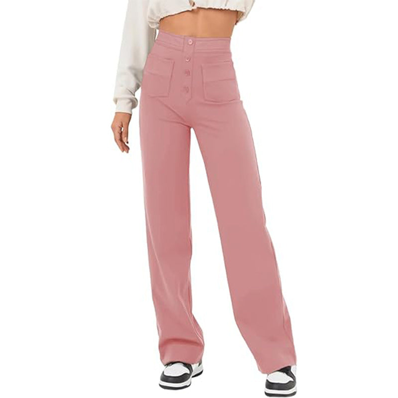 Carly – Weite Damenhose mit Taschen und Knopfdetails